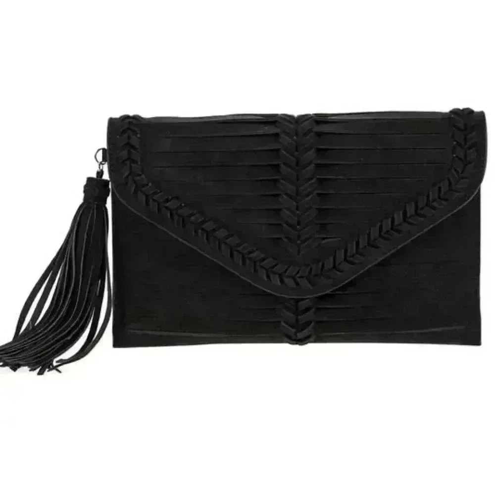 Keep In Touch Flap-Over Fringe Clutch